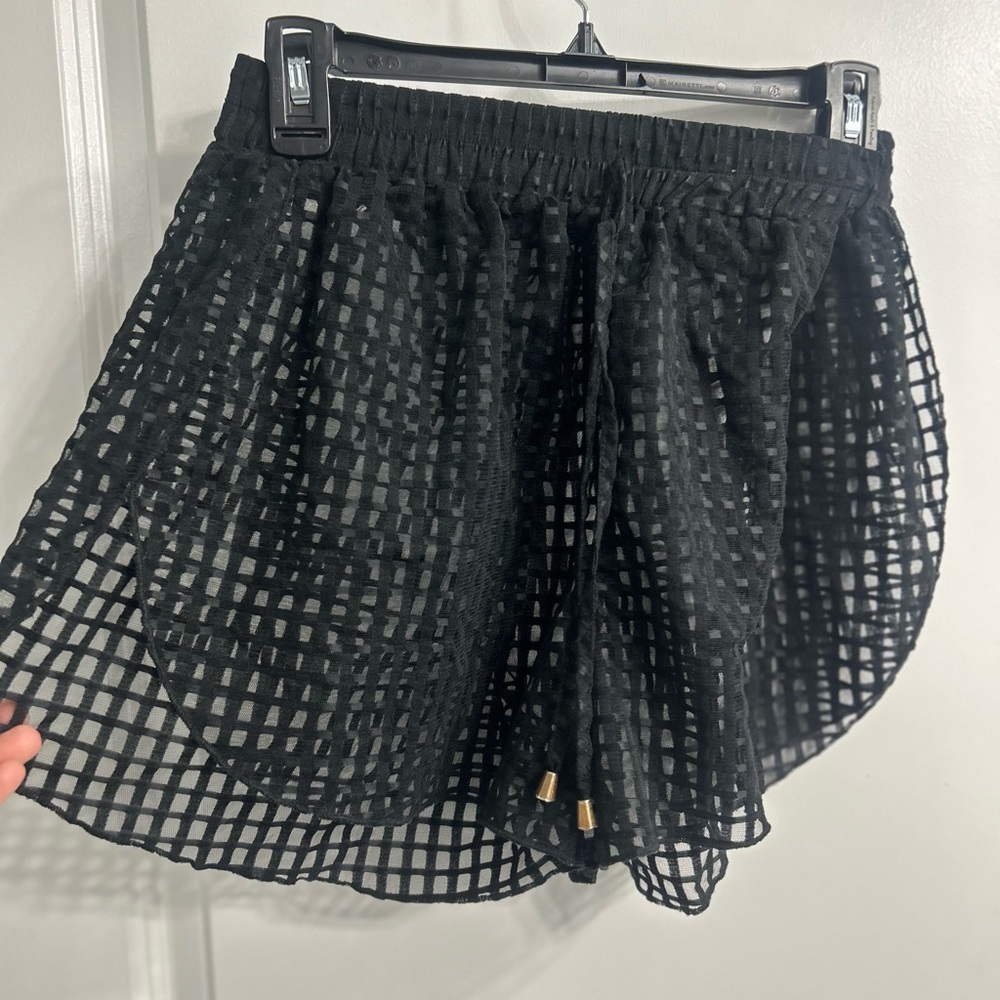 Black Mesh Women Shorts